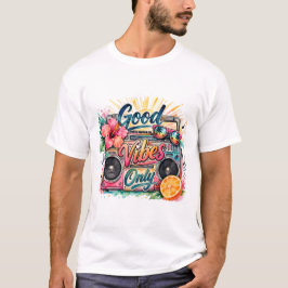 Alleen Goede Vibes Retro Radio-Tropisch T-Shirt .
