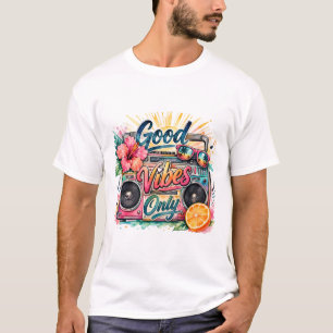 Alleen Goede Vibes Retro Radio-Tropisch T-Shirt .