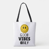 'Alleen Goede Vibes' Retro Smiley Face Tote Bag (Achterkant)