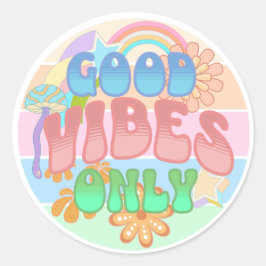 Alleen goede vibes | Retro Vintage Ronde Sticker