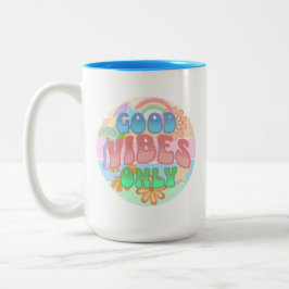 Alleen Goede Vibes | Retro Vintage Tweekleurige Koffiemok