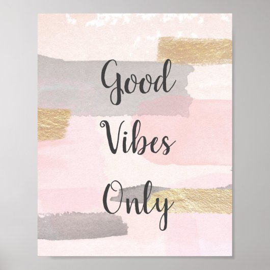 ALLEEN GOEDE VIBES - Roze Gold Quote Poster (Voorkant)
