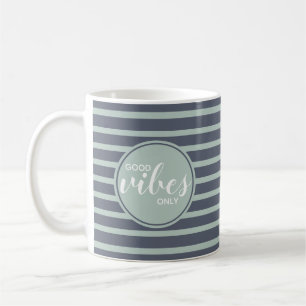 Alleen Goede Vibes Trendy Typografie Citaat Blauw  Koffiemok