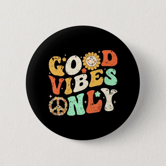ALLEEN GOEDE VIBES VREDESVERLIES VAN 60S 70S Tie D Ronde Button 5,7 Cm (Voorkant)