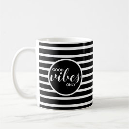 Alleen Goede Vibes Zwarte en Witte Typografie Cita Koffiemok