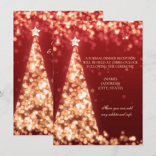 Alleen gouden en rode kerstbruiloft kaart (Voorkant / Achterkant)