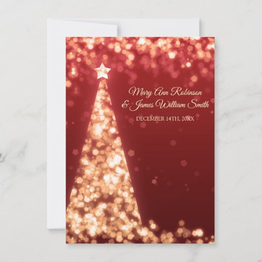 Alleen gouden en rode kerstbruiloft kaart (Achterkant)