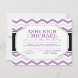 Alleen grijze en Paarse Chevron Wedding Reception Kaart