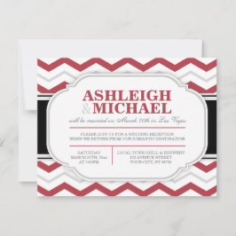 Alleen grijze en rode Chevron bruiloft Kaart