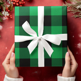 Alleen groene en zwarte Buffalo Plaid Kerstmis Inpakpapier Vel