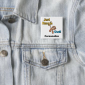 Alleen Hangin Out Monkey Vierkante Button 5,1 Cm (In situ)