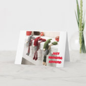 ALLEEN 'HANGING ROND' MERRY CHRISTMAS AAN JOU! FEESTDAGEN KAART (Voorkant)