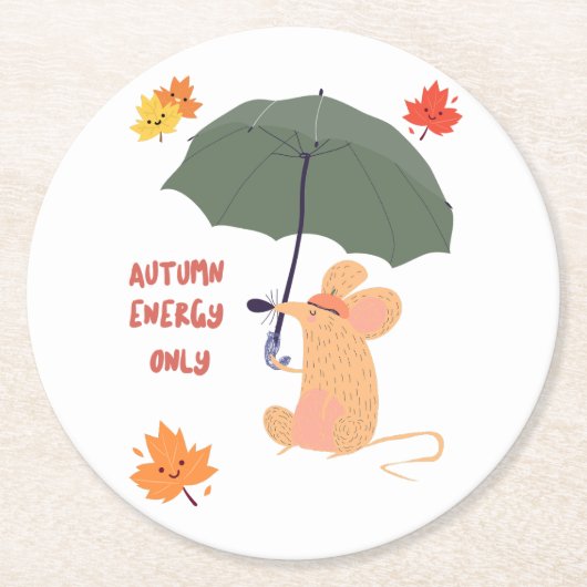 Alleen herfstenergie ronde kartonnen onderzetter (Voorkant)