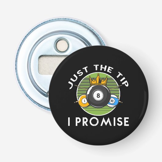 Alleen het puntje, dat beloof ik, Biljart Button Flesopener (Voorkant)