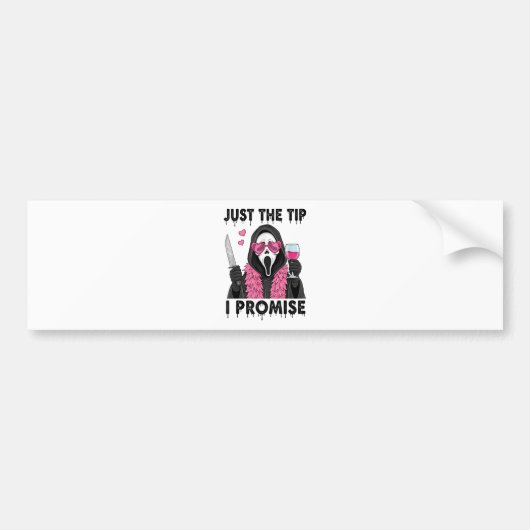 Alleen het puntje, dat beloof ik, grappige horror bumpersticker (Voorkant)