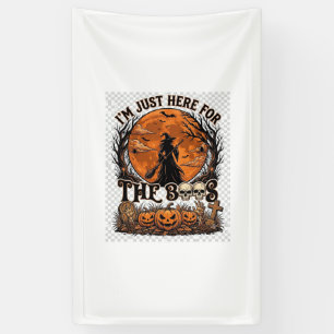 Alleen Hier Boos Halloween Heks Maan Pompoenen_1 Spandoek