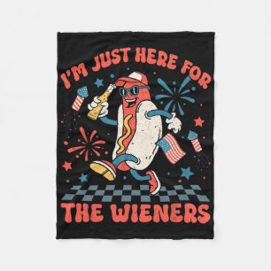 Alleen Hier Voor De Wieners 4 Juli Patriottisch Me Fleece Deken