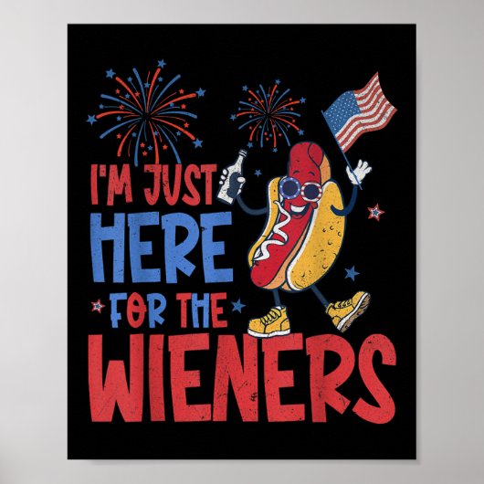 Alleen hier voor de Wieners Funny Hot Dog 4 juli Poster (Voorkant)