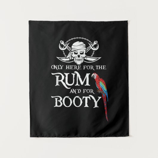 Alleen    hierRum en Booty Pirate & Parrot Pirate Wandkleed (Voorkant)