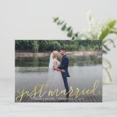 Alleen huwelijksband met gouden handschrift aankondiging (Staand voorkant)