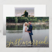 Alleen huwelijksband met gouden handschrift aankondiging (Voorkant / Achterkant)