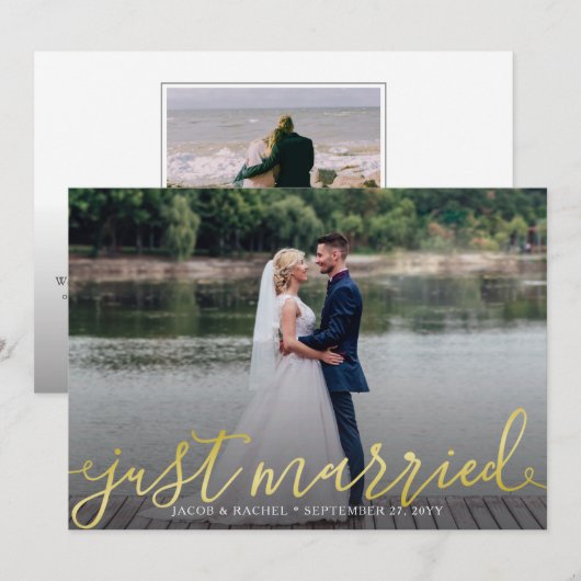 Alleen huwelijksband met gouden handschrift aankondiging (Voorkant / Achterkant)