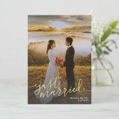 Alleen huwelijksband met gouden handschrift aankondiging (Staand voorkant)