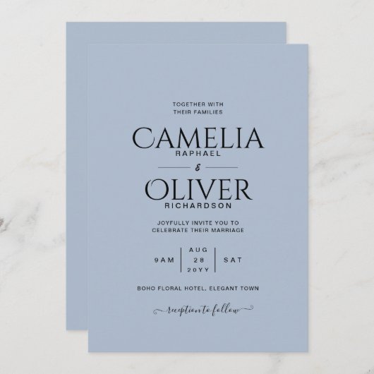 Alleen huwelijksuitnodiging kaart (Voorkant / Achterkant)