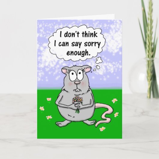 Alleen I Sorry Apology Mouse Flowers Card Kaart (Voorkant)