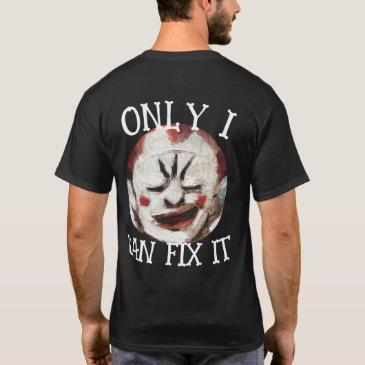 Alleen ik kan het Oranje Clown Pocket Design repar T-shirt (Achterkant)