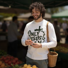 Alleen Jezus kan een lange mouw dragen T-shirt