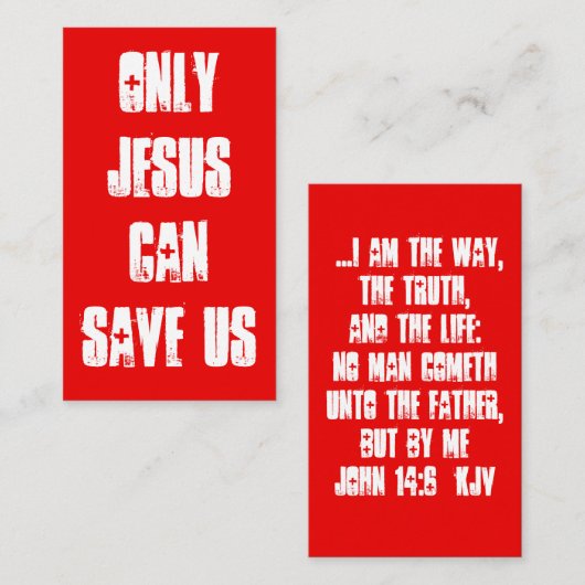 Alleen Jezus kan ons evangelbericht redden Visitekaartje (Voorkant / Achterkant)
