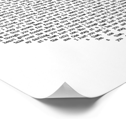 Alleen jij en ik hebben een witte zong lyric print (Hoek)