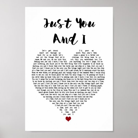 Alleen jij en ik hebben een witte zong lyric print (Voorkant)