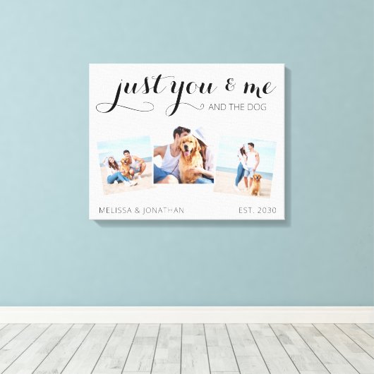 Alleen jij mij en de Dog Custom Photo Collage Canvas Afdruk (Insitu (Houten vloer))