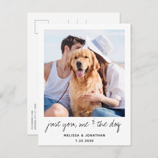 Alleen jij mij en de hond bruiloft redden de datum aankondigingskaart (Voorkant / Achterkant)