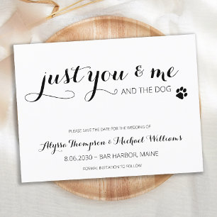 Alleen jij mij en de hond bruiloft redden de datum aankondigingskaart