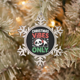 Alleen Kerstsfeer Panda Kerstvakantie Tin Sneeuwvlok Ornament