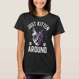 Alleen Kitten rond kat papa Jokes Cat Owner Punchl T-shirt