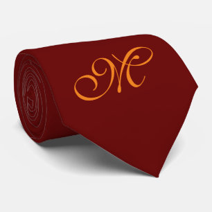 Alleen Kleur Achtergrond - marsala + monogram Stropdas