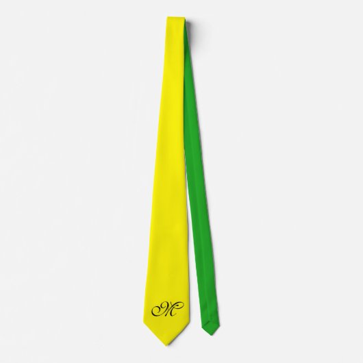 Alleen Kleurachtergrond - geel groen + monogram Stropdas (Voorkant)