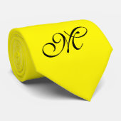 Alleen Kleurachtergrond - geel groen + monogram Stropdas (Opgerold)
