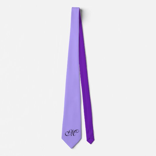 Alleen Kleurachtergrond - violet paars + monogram Stropdas (Voorkant)