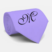 Alleen Kleurachtergrond - violet paars + monogram Stropdas (Opgerold)