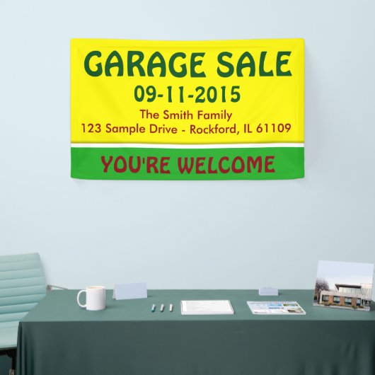 Alleen kleurencitroengeel en -streep + uw idee spandoek (Beurs)