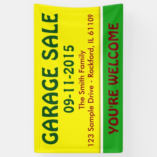 Alleen kleurencitroengeel en -streep + uw idee spandoek (Verticaal)