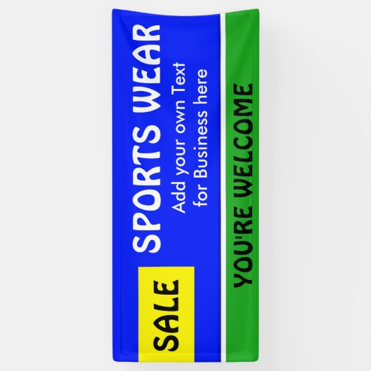 Alleen kleureninktblauw, geel en streep + uw idee spandoek (Verticaal)