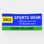 Alleen kleureninktblauw, geel en streep + uw idee spandoek (Horizontaal)