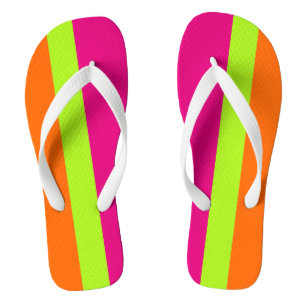 ALLEEN KLEURSTRIPEN - groen, oranje Teenslippers