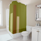 ALLEEN KLEURSTRIPEN - groene bruine mix + uw rug. Douchegordijn (In situ)
